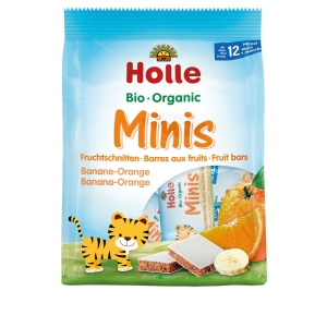 BATONIKI MINI BANAN – POMARAŃCZA OD 1 ROKU BIO (8 x 12,5 g) 100 g – HOLLE