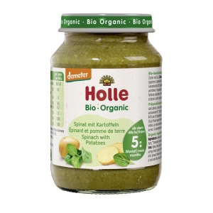 SZPINAK Z ZIEMNIAKIEM BEZ DODATKU CUKRÓW BEZGLUTENOWY OD 5 MIESIĄCA DEMETER BIO 190 g (SŁOIK) – HOLLE