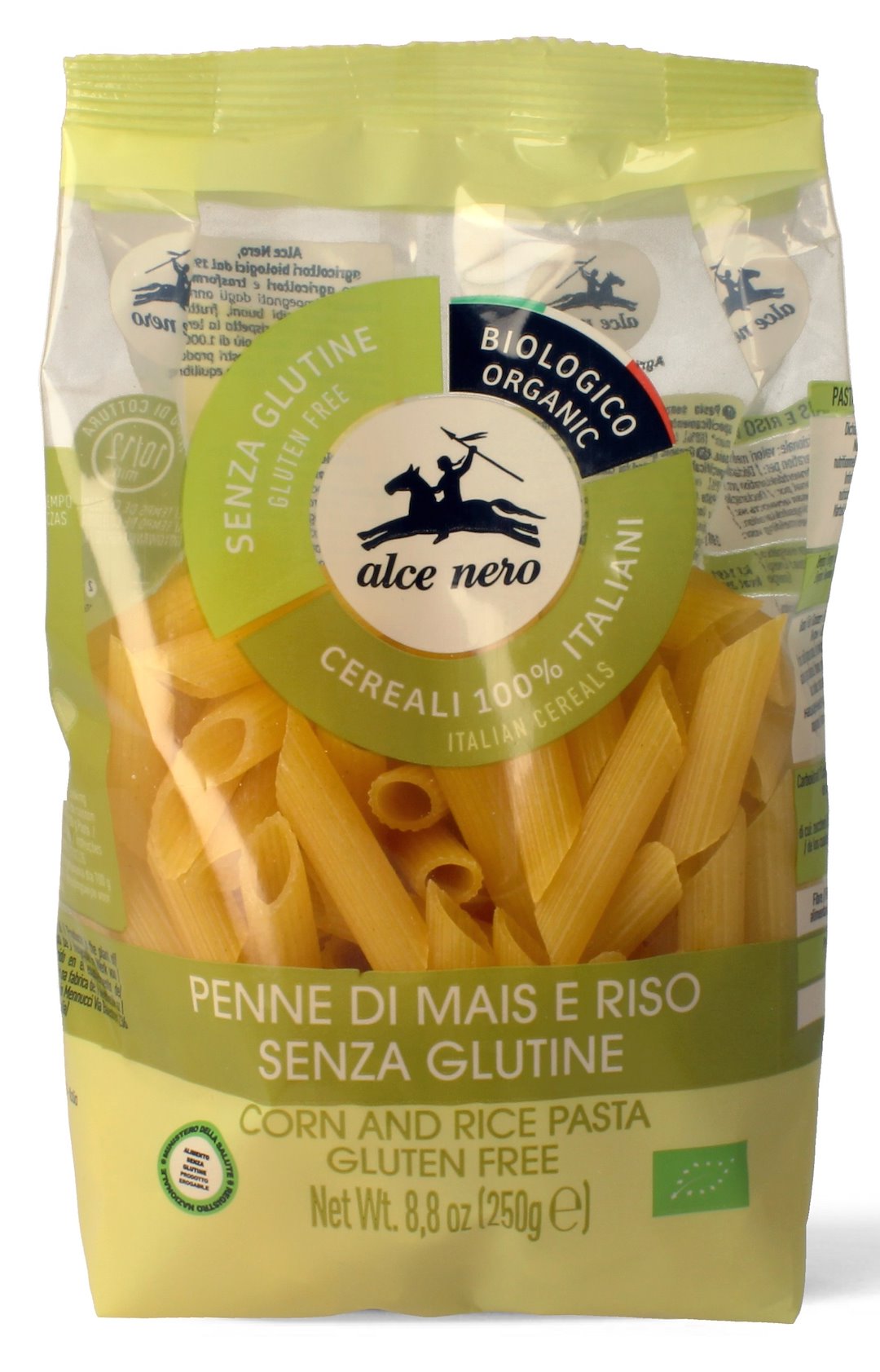 MAKARON (KUKURYDZIANO – RYŻOWY) PENNE BEZGLUTENOWY BIO 250 g – ALCE NERO MAKARON (KUKURYDZIANO – RYŻOWY) PENNE BEZGLUTENOWY BIO 250 g – ALCE NERO