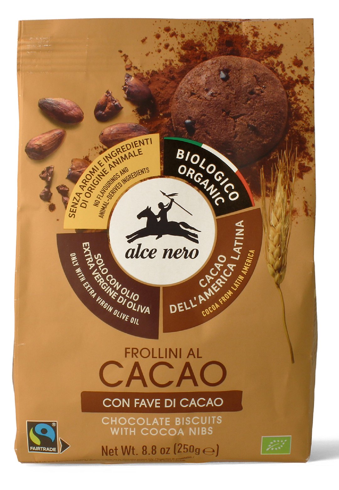 CIASTKA KAKAOWE Z ZIARNAMI KAKAO FAIR TRADE BIO 250 g – ALCE NERO CIASTKA KAKAOWE Z ZIARNAMI KAKAO FAIR TRADE BIO 250 g – ALCE NERO