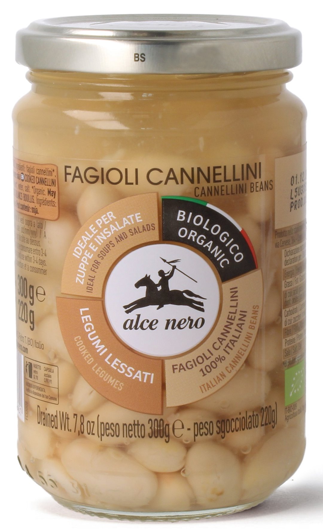 FASOLA CANNELLINI W ZALEWIE BIO 300 g (220 g) (SŁOIK) – ALCE NERO FASOLA CANNELLINI W ZALEWIE BIO 300 g (220 g) (SŁOIK) – ALCE NERO