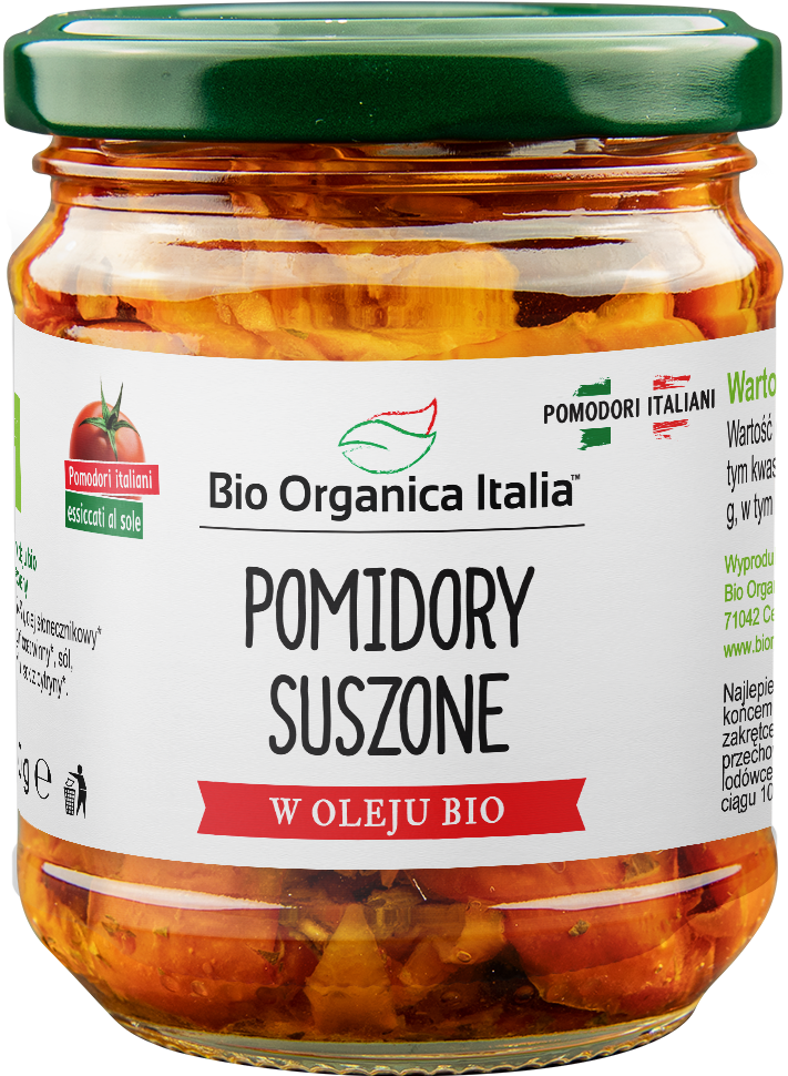 POMIDORY SUSZONE W OLEJU BIO 190 g (SŁOIK) – BIO ORGANICA ITALIA POMIDORY SUSZONE W OLEJU BIO 190 g (SŁOIK) – BIO ORGANICA ITALIA