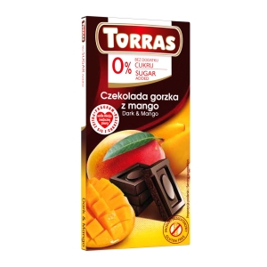 CZEKOLADA GORZKA Z MANGO BEZ DODATKU CUKRÓW BEZGLUTENOWA 75 g – TORRAS