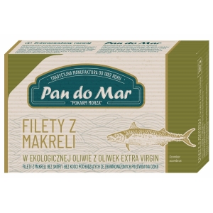 MAKRELA FILETY W BIO OLIWIE Z OLIWEK EXTRA VIRGIN 120 g – PAN DO MAR