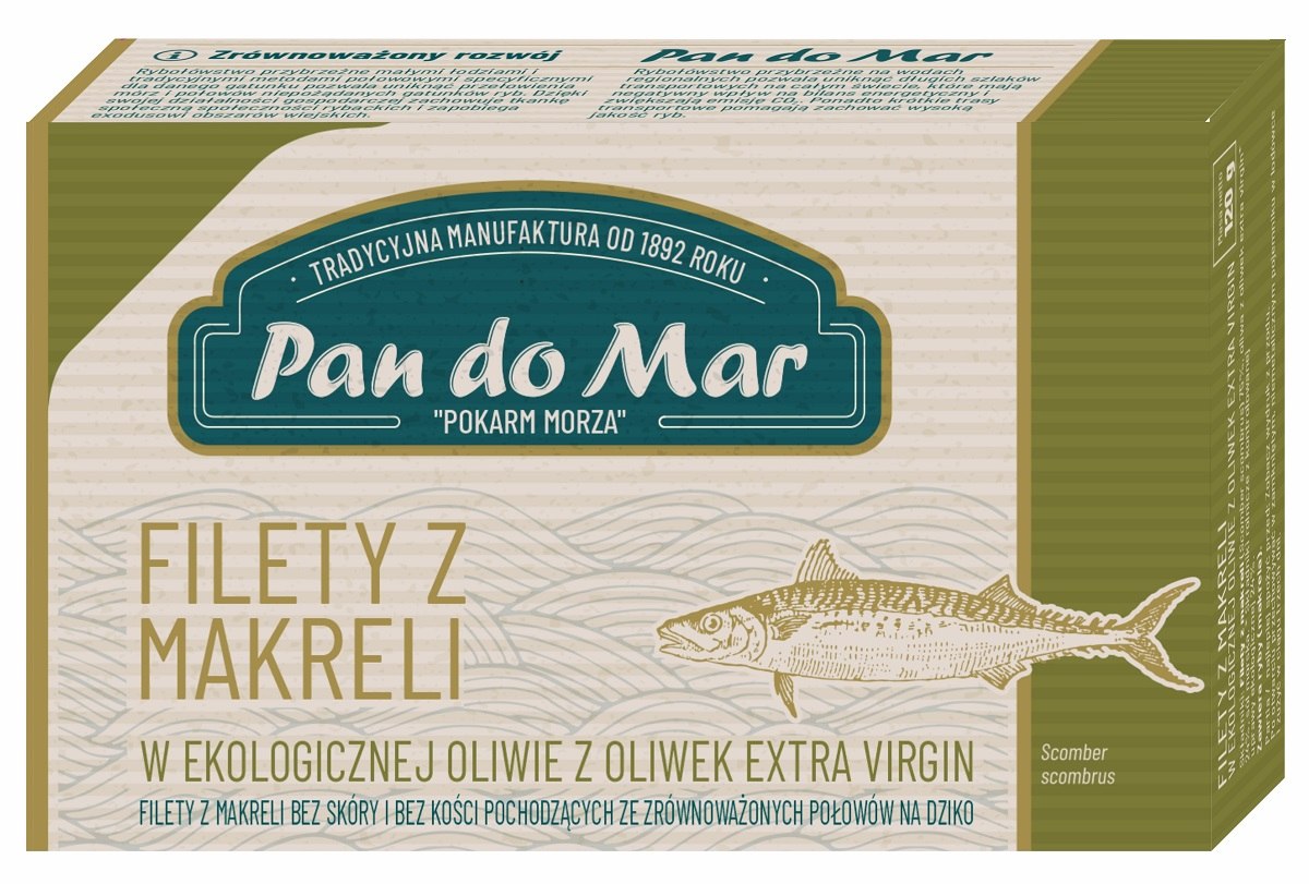MAKRELA FILETY W BIO OLIWIE Z OLIWEK EXTRA VIRGIN 120 g – PAN DO MAR MAKRELA FILETY W BIO OLIWIE Z OLIWEK EXTRA VIRGIN 120 g – PAN DO MAR