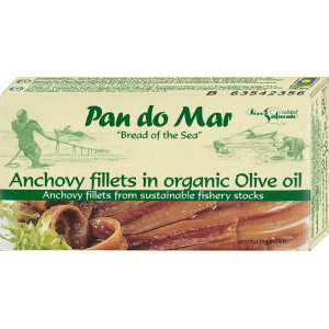 ANCHOIS (SARDELE) FILETY W BIO OLIWIE Z OLIWEK EXTRA VIRGIN 50 g – PAN DO MAR