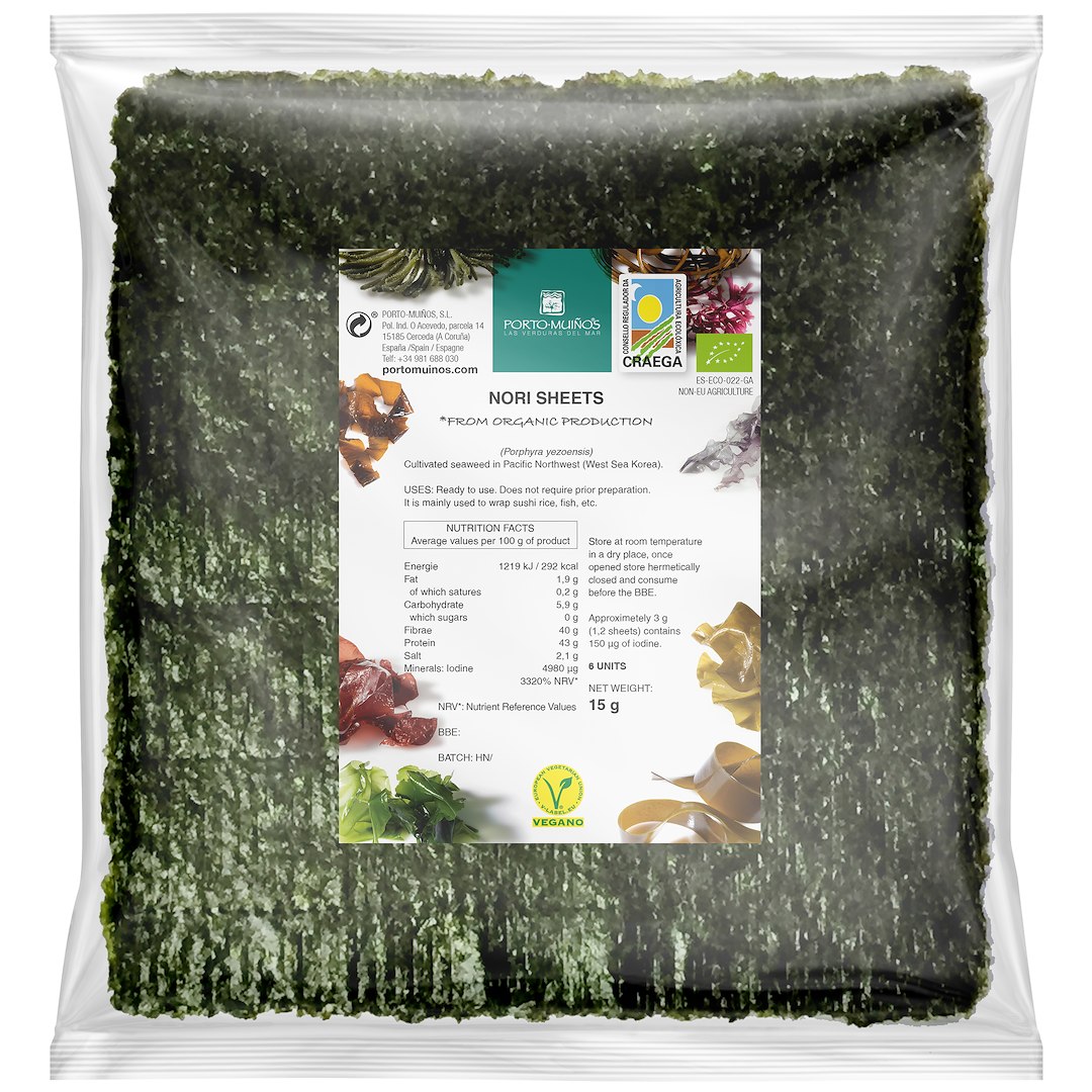 ALGI NORI PRAŻONE DO SUSHI BIO (6 szt.) 15 g – PORTO MUINOS ALGI NORI PRAŻONE DO SUSHI BIO (6 szt.) 15 g – PORTO MUINOS