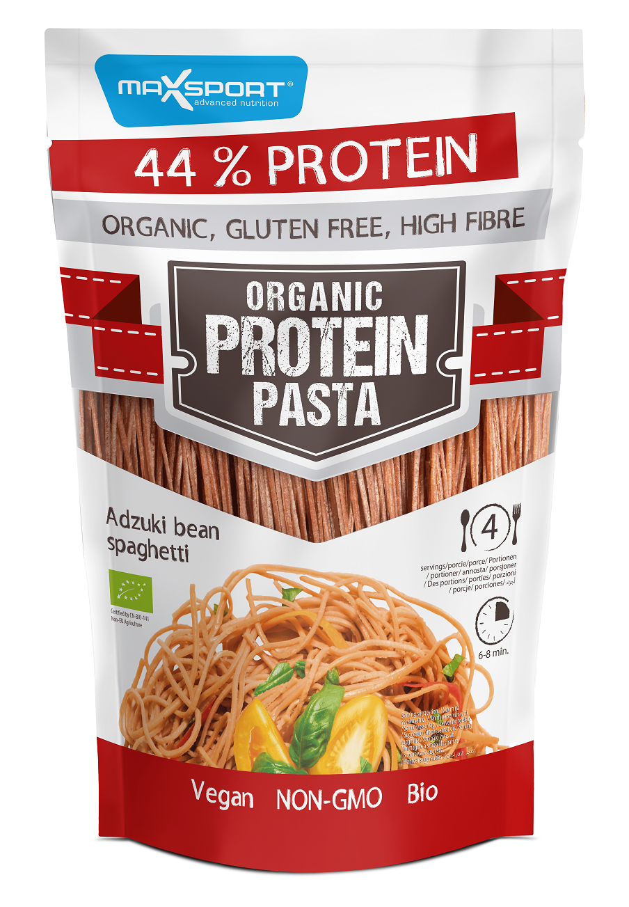 MAKARON PROTEINOWY (Z SOI I FASOLI CZERWONEJ ADZUKI) SPAGHETTI BEZGLUTENOWY BIO 200 g – MAXSPORT MAKARON PROTEINOWY (Z SOI I FASOLI CZERWONEJ ADZUKI) SPAGHETTI BEZGLUTENOWY BIO 200 g – MAXSPORT