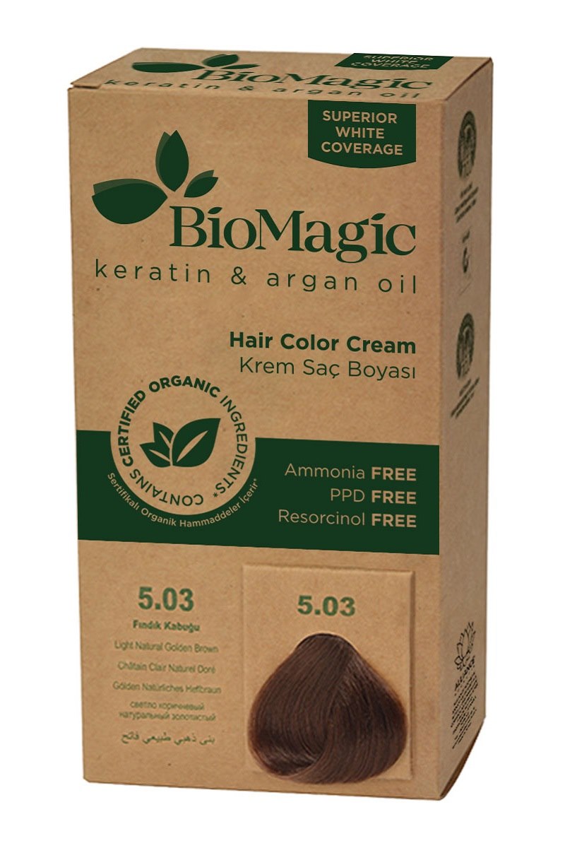 FARBA DO WŁOSÓW JASNY ZŁOTY BRĄZ (5.03) 250 g – BIOMAGIC FARBA DO WŁOSÓW JASNY ZŁOTY BRĄZ (5.03) 250 g – BIOMAGIC