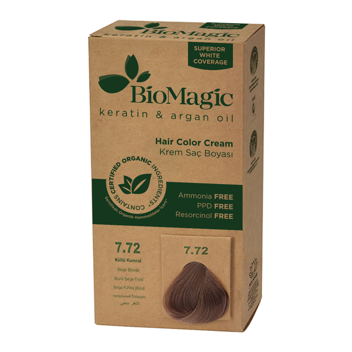 FARBA DO WŁOSÓW BEŻOWY BLOND (7.72) 250 g – BIOMAGIC FARBA DO WŁOSÓW BEŻOWY BLOND (7.72) 250 g – BIOMAGIC