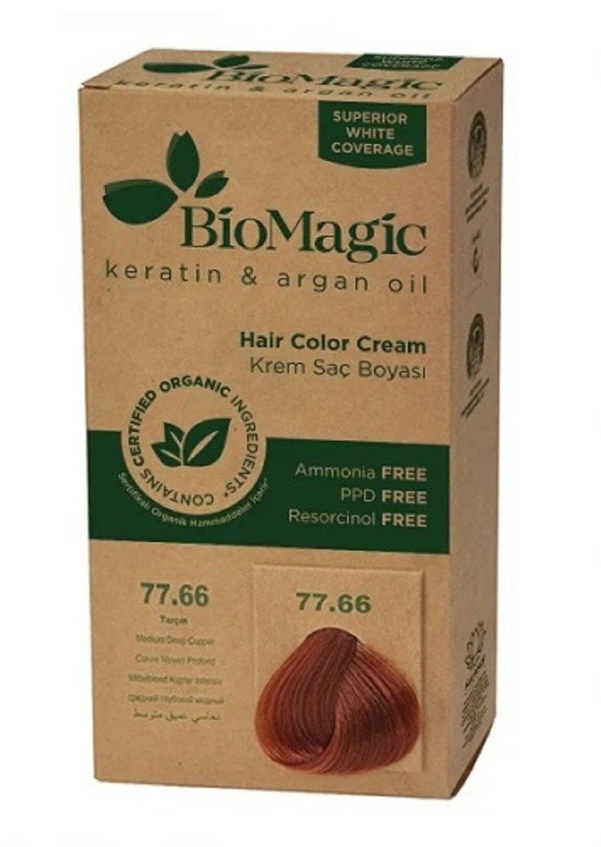 FARBA DO WŁOSÓW ŚREDNIO CIEMNA MIEDŹ (77.66) 250 g – BIOMAGIC FARBA DO WŁOSÓW ŚREDNIO CIEMNA MIEDŹ (77.66) 250 g – BIOMAGIC