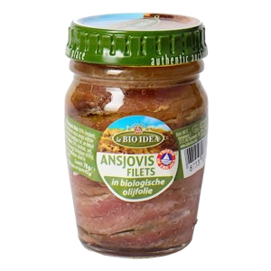 ANCHOIS (SARDELE) FILETY W BIO OLIWIE Z OLIWEK EXTRA VIRGIN 78 g (SŁOIK) – LA BIO IDEA