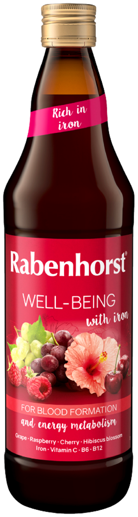 SOK WIELOOWOCOWY NFC Z ŻELAZEM I WITAMINAMI C, B6, B12 750 ml – RABENHORST SOK WIELOOWOCOWY NFC Z ŻELAZEM I WITAMINAMI C, B6, B12 750 ml – RABENHORST