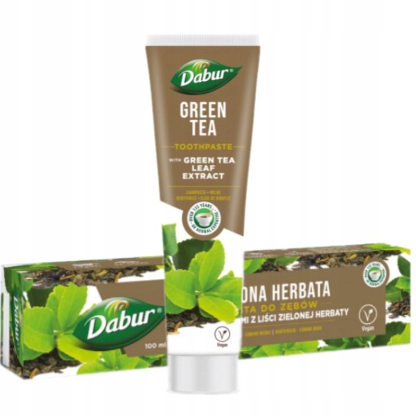 PASTA DO ZĘBÓW Z EKSTRAKTEM Z LIŚCI ZIELONEJ HERBATY BEZ FLUORU 100 ml – DABUR PASTA DO ZĘBÓW Z EKSTRAKTEM Z LIŚCI ZIELONEJ HERBATY BEZ FLUORU 100 ml – DABUR