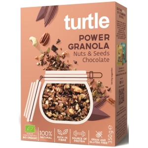 GRANOLA CZEKOLADOWO – ORZECHOWA Z NASIONAMI BEZGLUTENOWA BIO 350 g – TURTLE