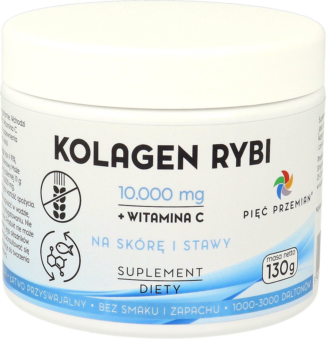 KOLAGEN RYBI + WITAMINA C W PROSZKU BEZGLUTENOWY 130 g – PIĘĆ PRZEMIAN KOLAGEN RYBI + WITAMINA C W PROSZKU BEZGLUTENOWY 130 g – PIĘĆ PRZEMIAN