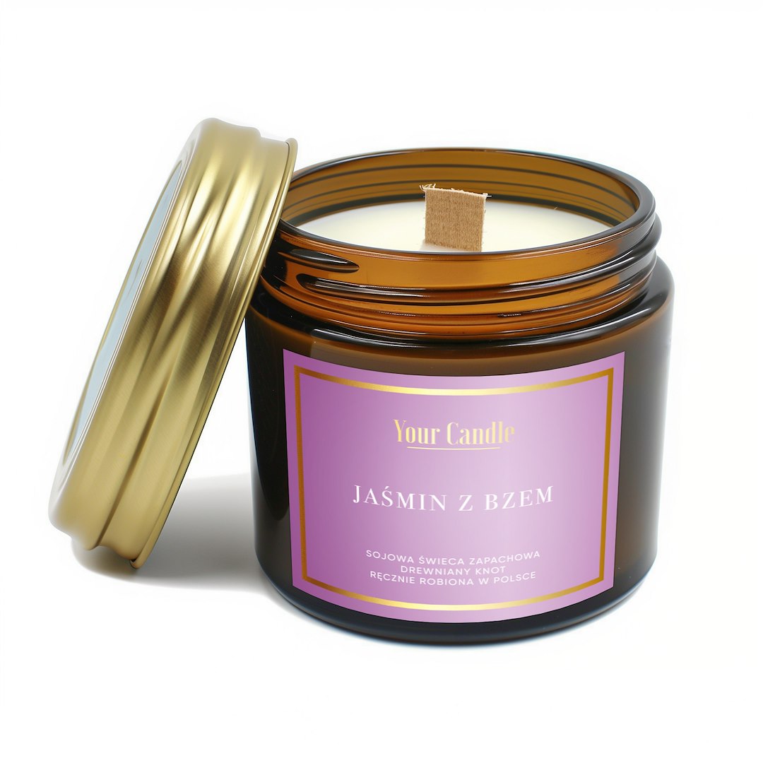 ŚWIECA SOJOWA ZAPACHOWA Z DREWNIANYM KNOTEM JAŚMIN Z BZEM 120 ml – YOUR CANDLE ŚWIECA SOJOWA ZAPACHOWA Z DREWNIANYM KNOTEM JAŚMIN Z BZEM 120 ml – YOUR CANDLE