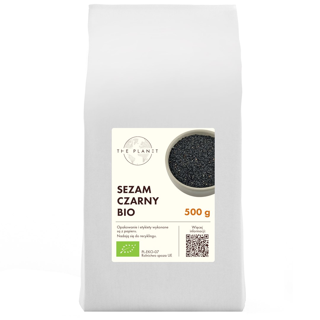 SEZAM CZARNY NIEŁUSKANY BIO 500 g – THE PLANET SEZAM CZARNY NIEŁUSKANY BIO 500 g – THE PLANET