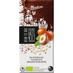CZEKOLADA MLECZNA Z ORZECHAMI LASKOWYMI BIO 80 g – MEYBONA