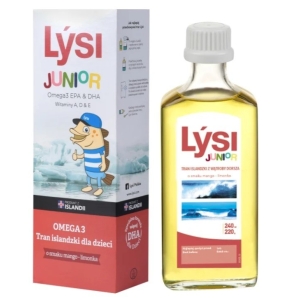 TRAN ISLANDZKI OMEGA-3 (1195 mg) O SMAKU MANGO – LIMONKA DLA DZIECI 240 ml – LYSI JUNIOR TRAN ISLANDZKI OMEGA-3 (1195 mg) O SMAKU MANGO – LIMONKA DLA DZIECI 240 ml – LYSI JUNIOR