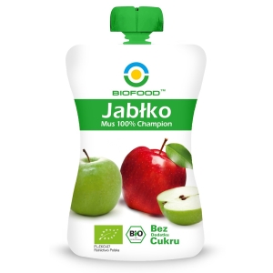MUS JABŁKOWY 100 % CHAMPION BEZ DODATKU CUKRÓW BEZGLUTENOWY BIO 200 g – BIOFOOD