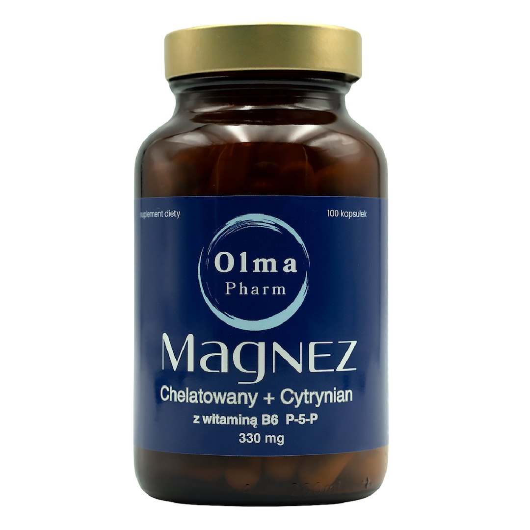 MAGNEZ CHELATOWANY + CYTRYNIAN Z WITAMINĄ B6 100 KAPSUŁEK – OLMA PHARM MAGNEZ CHELATOWANY + CYTRYNIAN Z WITAMINĄ B6 100 KAPSUŁEK – OLMA PHARM