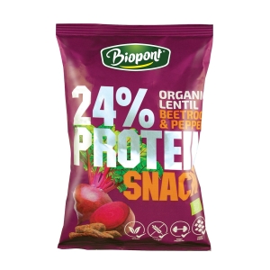 CHRUPKI PROTEINOWE O SMAKU BURAKA Z PIEPRZEM BEZGLUTENOWE BIO 50 g – BIOPONT