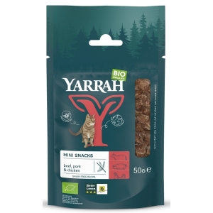 (DLA KOTA DOROSŁEGO) PRZYSMAK – KOSTKI Z WOŁOWINY, WIEPRZOWINY I KURCZAKA BEZGLUTENOWY BIO 50 g – YARRAH