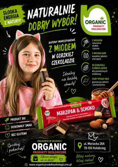 Zdrowa przekąska z Kołobrzegu: Batonik marcepanowy BIO z miodem Rapunzel