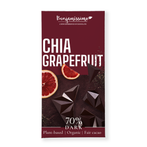 CZEKOLADA GORZKA CHIA – GREJPFRUT BEZGLUTENOWA BIO 60 g – BENJAMISSIMO