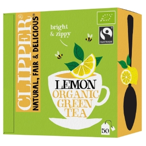 HERBATA ZIELONA Z CYTRYNĄ FAIR TRADE BIO (50 x 1,85 g) 92,5 g – CLIPPER