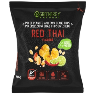 MIESZANKA PROTEINOWA ORZESZKÓW I CHIPSÓW Z BOBU RED THAI 70 g – GREENERGY