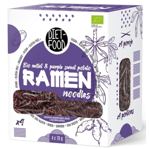MAKARON (JAGLANO – RYŻOWY Z BATATEM FIOLETOWYM) RAMEN BEZGLUTENOWY BIO 280 g – DIET-FOOD