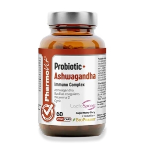 PROBIOTIC + ASHWAGANDHA IMMUNO COMPLEX BEZGLUTENOWE 60 KAPSUŁEK – PHARMOVIT (CLEAN LABEL)
