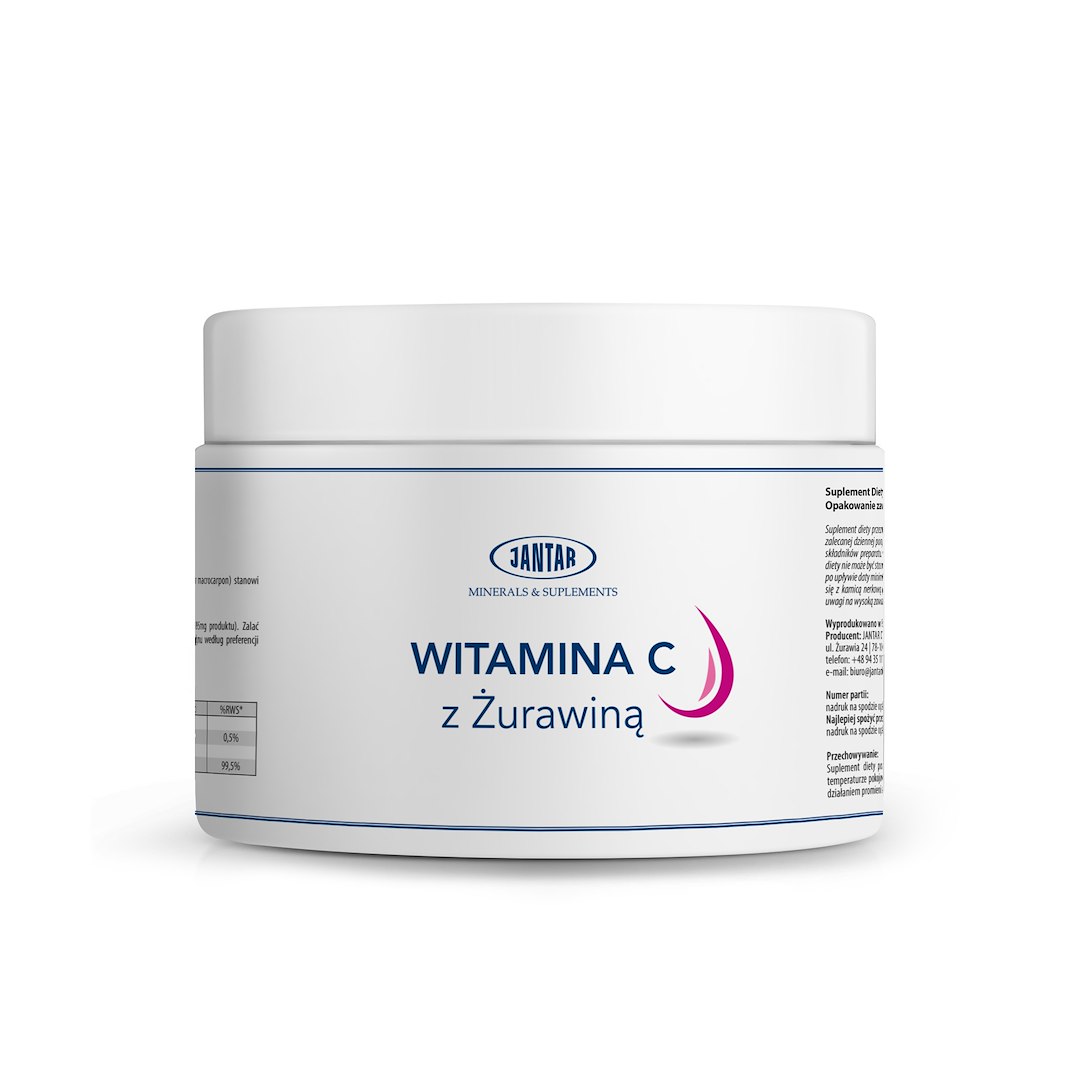 WITAMINA C Z ŻURAWINĄ W PROSZKU (1000 mg) 300 g – JANTAR WITAMINA C Z ŻURAWINĄ W PROSZKU (1000 mg) 300 g – JANTAR