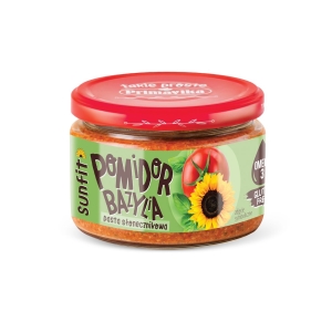 PASTA SŁONECZNIKOWA Z POMIDORAMI I BAZYLIĄ BEZGLUTENOWA 180 g – PRIMAVIKA