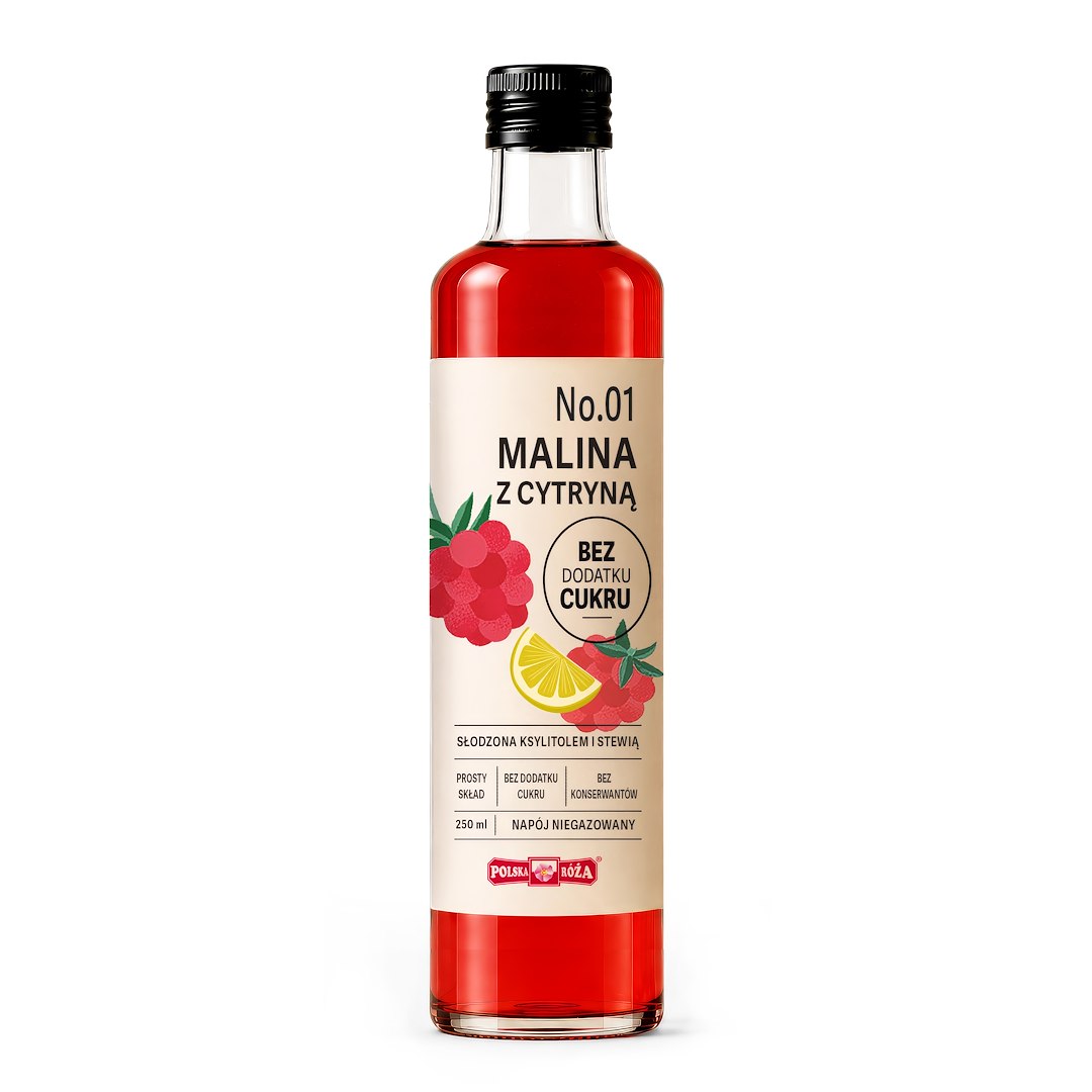 NAPÓJ MALINA Z CYTRYNĄ BEZ DODATKU CUKRÓW 250 ml – POLSKA RÓŻA NAPÓJ MALINA Z CYTRYNĄ BEZ DODATKU CUKRÓW 250 ml – POLSKA RÓŻA