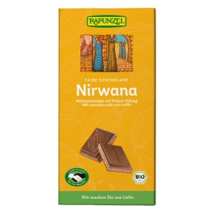 CZEKOLADA MLECZNA Z NADZIENIEM PRALINOWYM NIRWANA BIO 100 g – RAPUNZEL