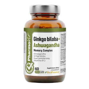GINKGO BILOBA + ASHWAGANDHA MEMORY COMPLEX BEZGLUTENOWE 60 KAPSUŁEK – PHARMOVIT (CLEAN LABEL)