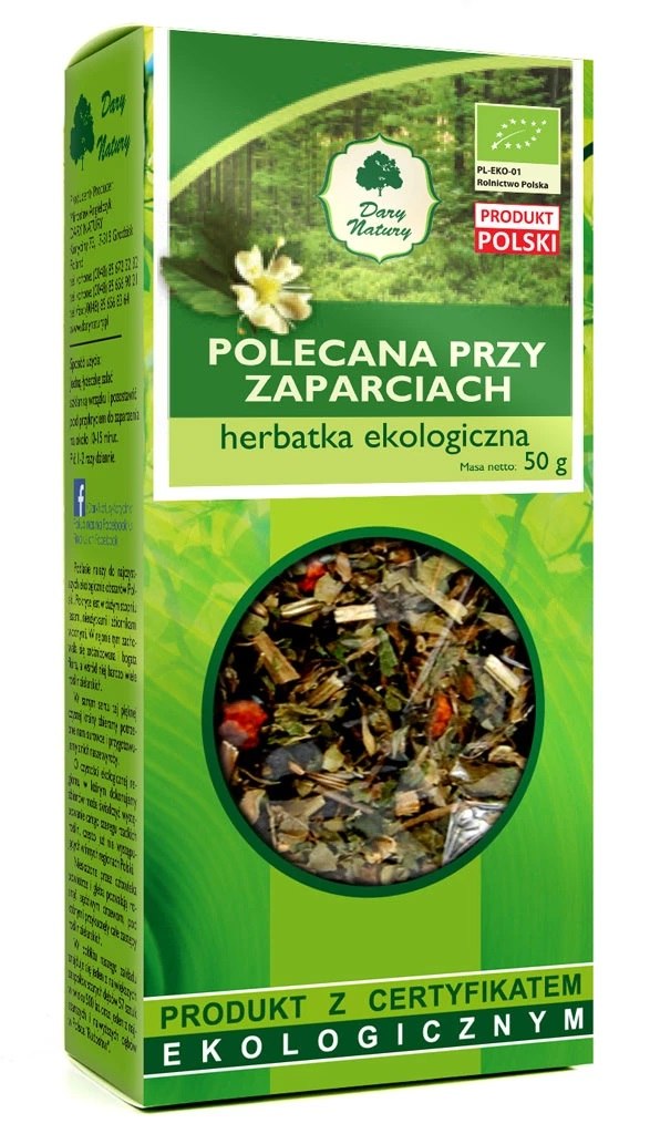 HERBATKA POLECANA PRZY ZAPARCIACH BIO 50 g – DARY NATURY HERBATKA POLECANA PRZY ZAPARCIACH BIO 50 g – DARY NATURY