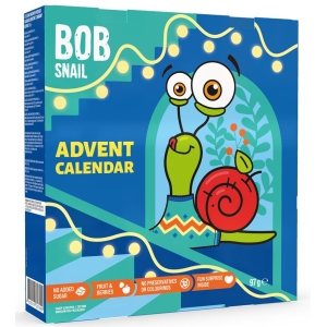 KALENDARZ ADWENTOWY – PRZEKĄSKI I GALARETKI OWOCOWE Z ZABAWKAMI BEZ DODATKU CUKRÓW BEZGLUTENOWE 97 g – BOB SNAIL (PRODUKT SEZONOWY)