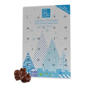 KALENDARZ ADWENTOWY Z CZEKOLADY KOKOSOWEJ BEZ DODATKU CUKRÓW BIO 180 g – COCOA (PRODUKT SEZONOWY)