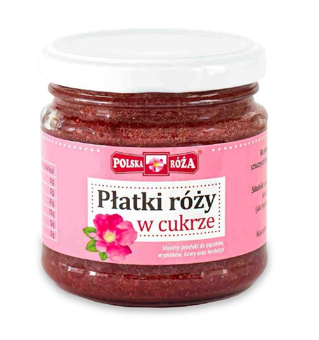 PŁATKI RÓŻY W CUKRZE 220 g – POLSKA RÓŻA PŁATKI RÓŻY W CUKRZE 220 g – POLSKA RÓŻA
