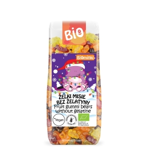 ŻELKI MISIE BEZ ŻELATYNY BEZGLUTENOWE BIO 150 g – BIOMINKI (EDYCJA ŚWIĄTECZNA) (PRODUKT SEZONOWY)