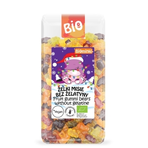 ŻELKI MISIE BEZ ŻELATYNY BEZGLUTENOWE BIO 500 g – BIOMINKI (EDYCJA ŚWIĄTECZNA)(PRODUKT SEZONOWY)