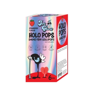 LIZAK HOLO POPS O SMAKU TRUSKAWKOWYM BEZ CUKRU BEZGLUTENOWY (6 szt.) 36 g – JOE GLOW