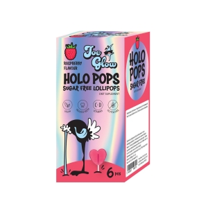 LIZAK HOLO POPS O SMAKU MALINOWYM BEZ CUKRU BEZGLUTENOWY (6 szt.) 36 g – JOE GLOW
