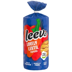 WAFLE Z SOCZEWICY PROTEINOWE O SMAKU PAPRYKOWYM BBQ BEZGLUTENOWE BIO 117 g – LEEV