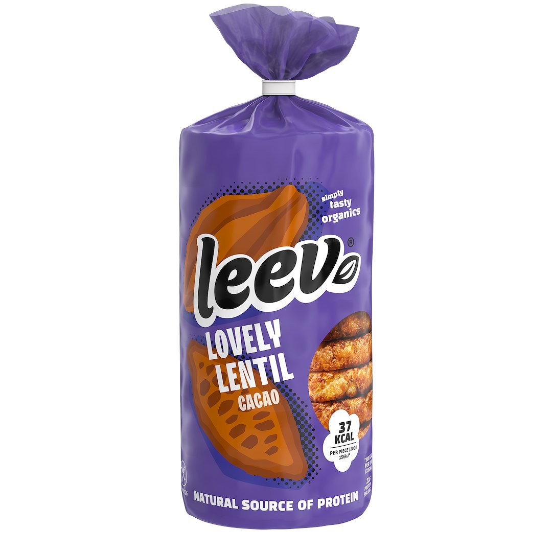 WAFLE Z SOCZEWICY PROTEINOWE O SMAKU CZEKOLADOWYM BEZGLUTENOWE BIO 130 g – LEEV WAFLE Z SOCZEWICY PROTEINOWE O SMAKU CZEKOLADOWYM BEZGLUTENOWE BIO 130 g – LEEV